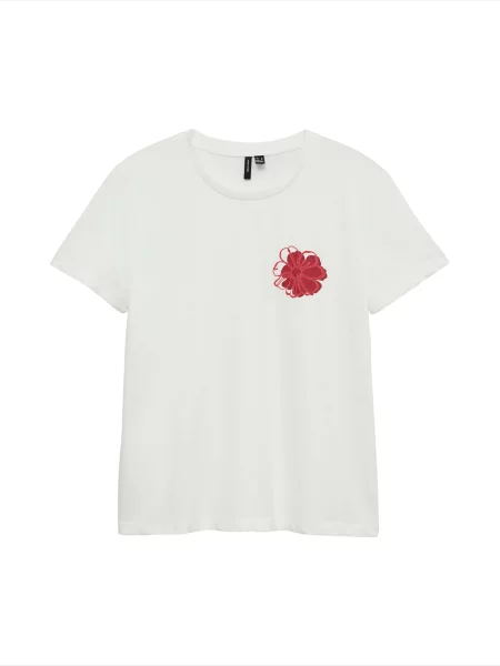 VERO MODA Tričko červená bílá