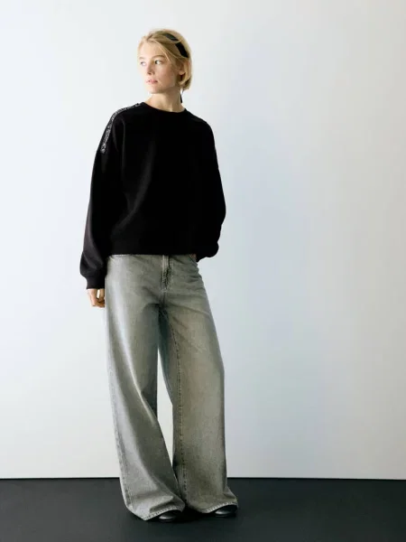 Bluza z cekinami Teen L MANGO TEEN czarny
