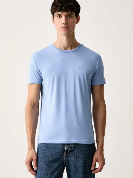 Tommy Jeans tričko pánske s bavlnou modrá