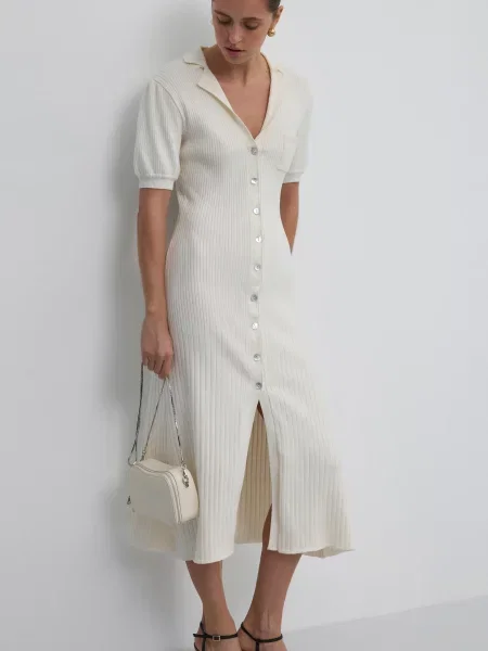 Сукня міді Estro молочний віскоза/нейлон
