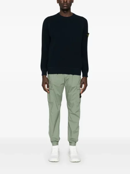 Pantaloni Stone Island cu strasuri verde