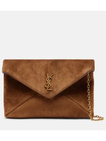 Geantă Saint Laurent din piele de căprioară maro