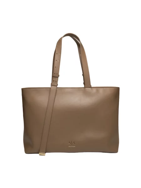 Shopperka Armani Exchange skórzana beżowa