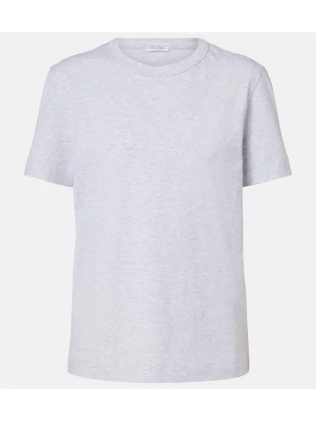 Tricou Brunello Cucinelli din jerseu gri