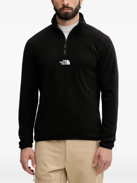 Pulover The North Face din fleece negru