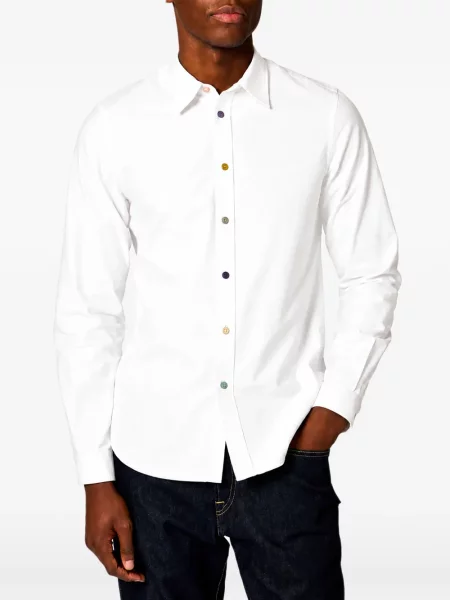 Cămașă Paul Smith din țesătură twill alb