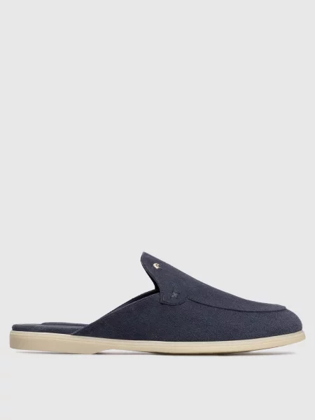 Замшеві мюлі з емблемою Stefano Ricci сині