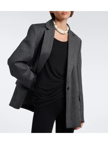 Sacou Toteme de lână cu model herringbone gri