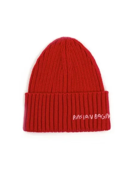 RUSLAN BAGINSKIY czapka beanie z wełną czerwona