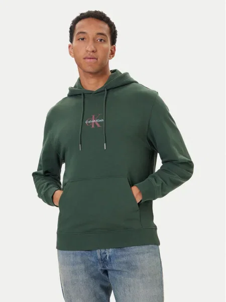 Geacă de blugi Calvin Klein Jeans din material terry verde