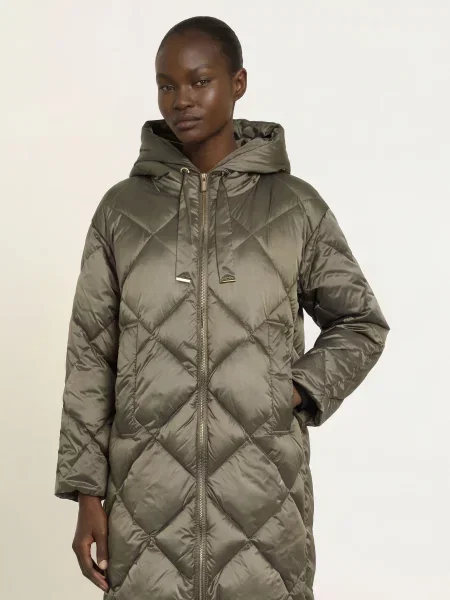 Max Mara The Cube Péřový Kabát Trefe olivová