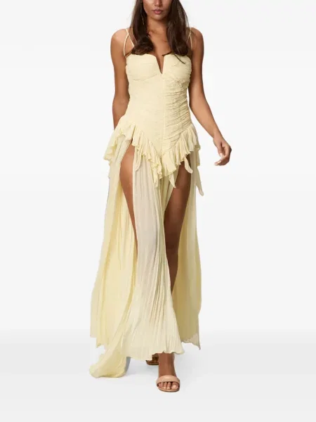 Rochie maxi Norina St cu volane galben