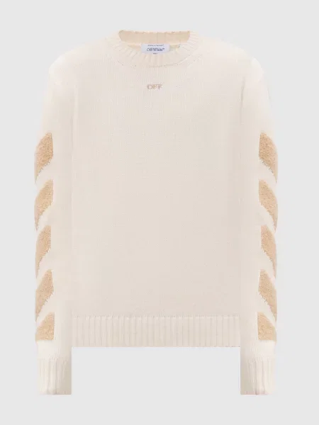 Светр кольору айворі з вовною Off-white бежевий