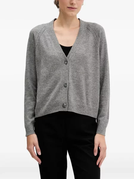Cardigan Sisley cu decolteu în V gri
