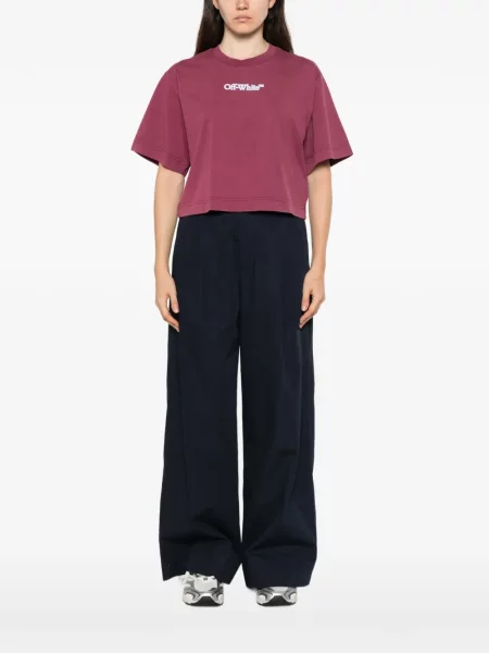 Decupat tricou Off-white cu imagine alb