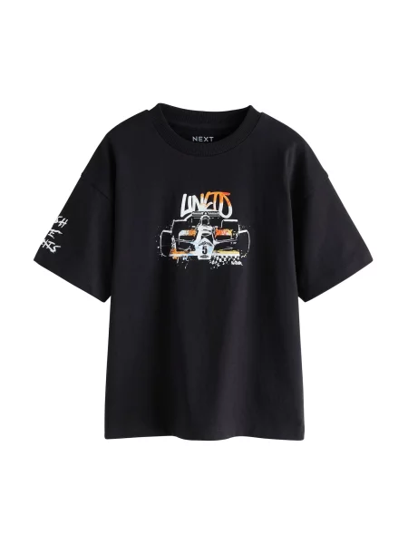 Next Tricou portocaliu / negru alb