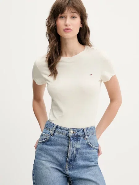 Tommy Jeans osnovna kratka majica bež