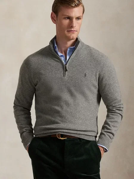 Polo Ralph Lauren pulover pentru bărbați din lână gri