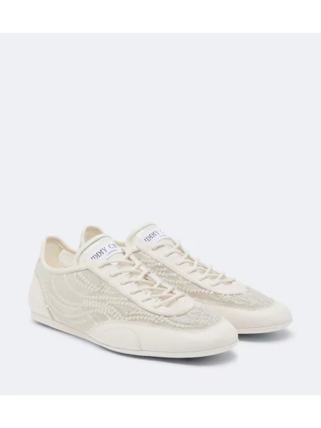 Sneakerși Jimmy Choo din piele de căprioară alb