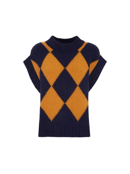 Dzianinowy sweter La Doublej z wzorem argyle