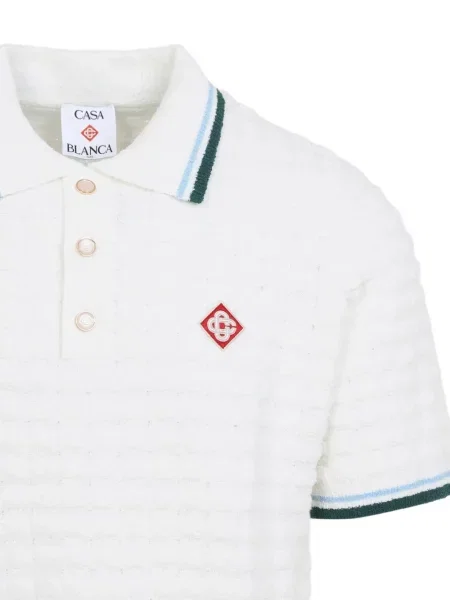 Tricou polo Casablanca tricotate alb