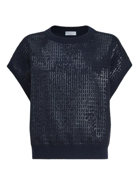 Top Brunello Cucinelli în carouri albastru