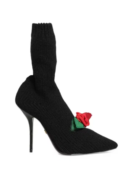 Πλεκτά μποτάκια αστραγάλου Dolce & Gabbana με απλικέ μαύρο
