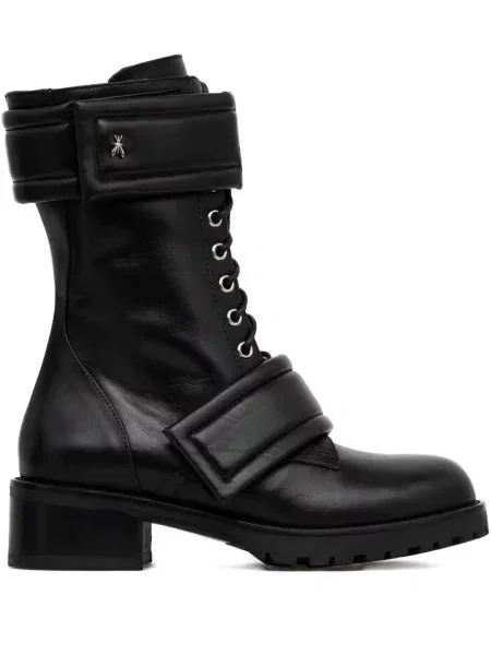 Botine Patrizia Pepe cu șireturi din dantelă negru