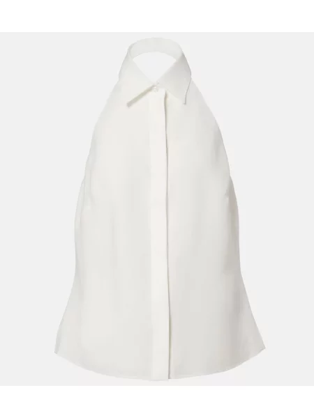 Top Ralph Lauren Collection de in cu gât halter alb
