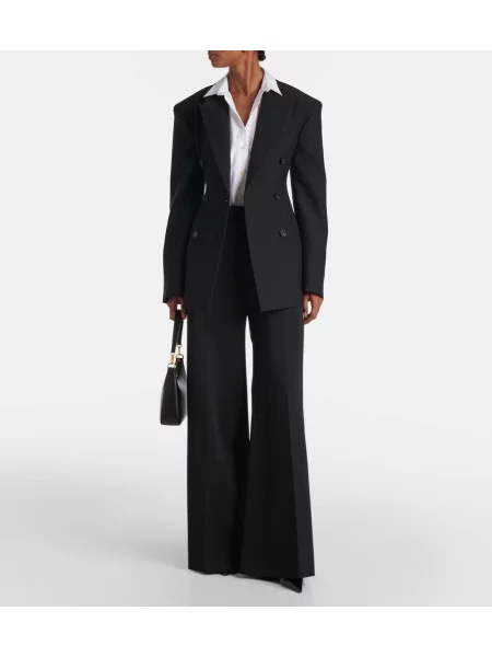 Pantaloni Stella Mccartney cu talie înaltă de lână negru