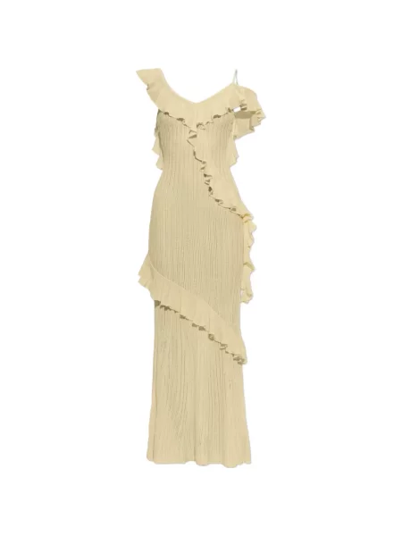 Rochie maxi Self-portrait tricotate cu volane galben