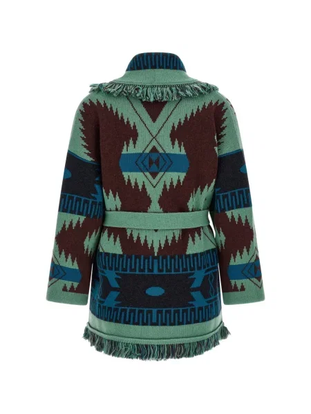 Cardigan Alanui cu franjuri din jacard verde