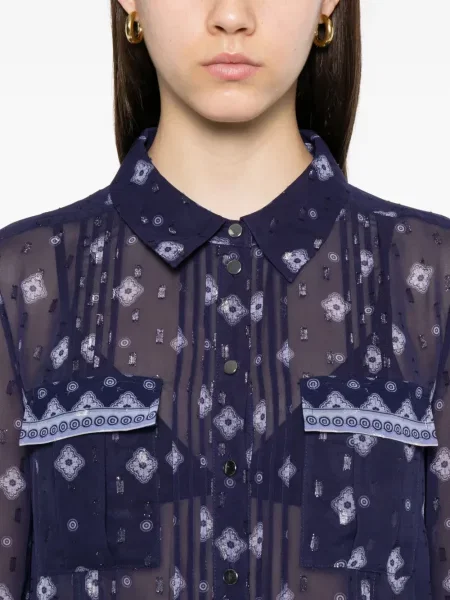 Bluză Self-portrait din șifon albastru