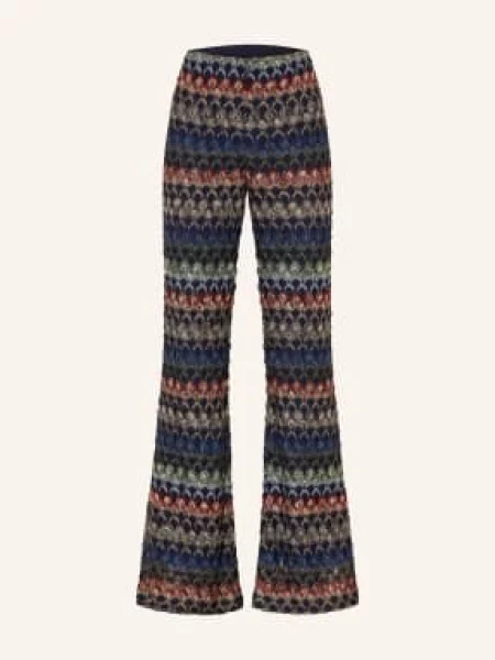 Missoni Pletené Kalhoty S Třpytivou Přízí tmavě modrá zelená červená