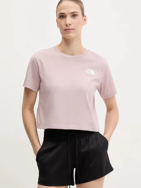 Тениска The North Face Simple Dome Cropped Slim оранжево розово