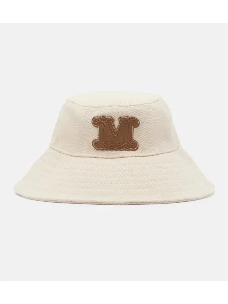 Pălărie bucket Max Mara din piele alb