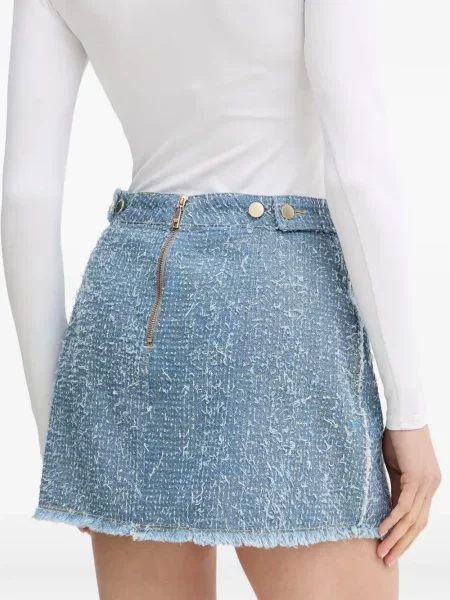 Fusta mini Guess din tweed albastru