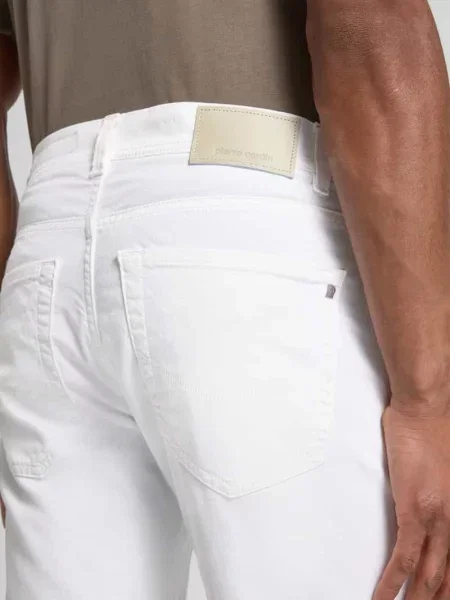 Spodnie w kroju tapered fit z w szwach model Lyon' Pierre Cardin białe