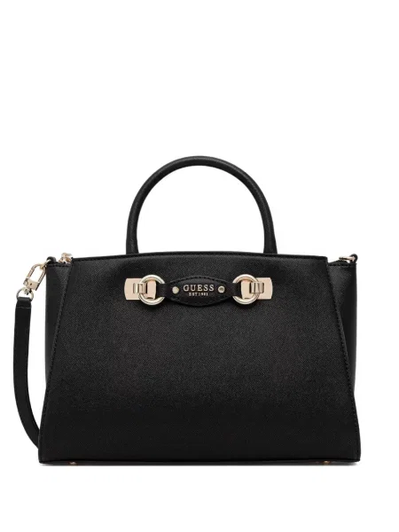 Geantă shopper Guess cu autograf negru
