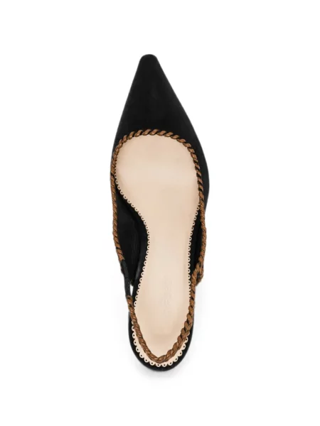 Pantofi cu toc Cinq A Sept slingback țesuți negru