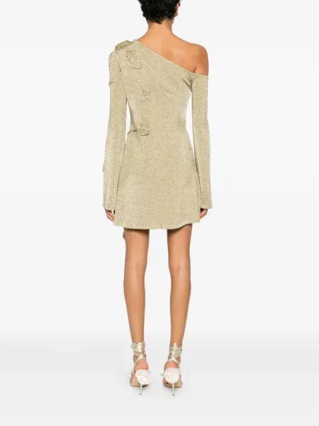 Rochie mini Cult Gaia cu model floral de costum auriu