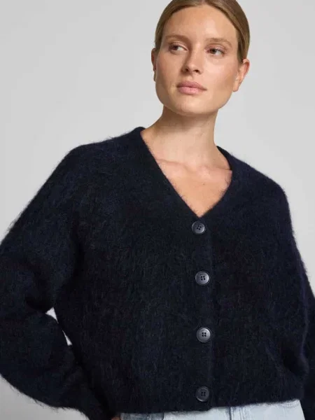 Kurtka wełniana o kroju oversized z dodatkiem wełny i dodatek moheru model Debbie' Gestuz granatowa