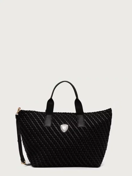 Blauer geantă shopper pentru femei cu imitație de piele negru