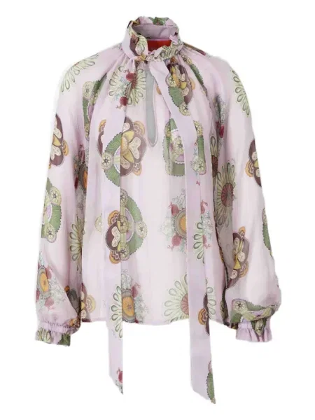 Bluză La Doublej cu model floral cu imagine violet