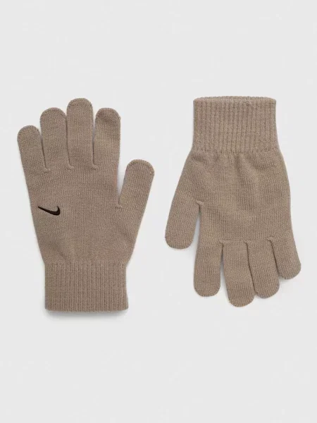 Трикотажные перчатки Nike бежевые