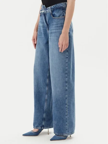 Guess Blugi Wide Leg albastru