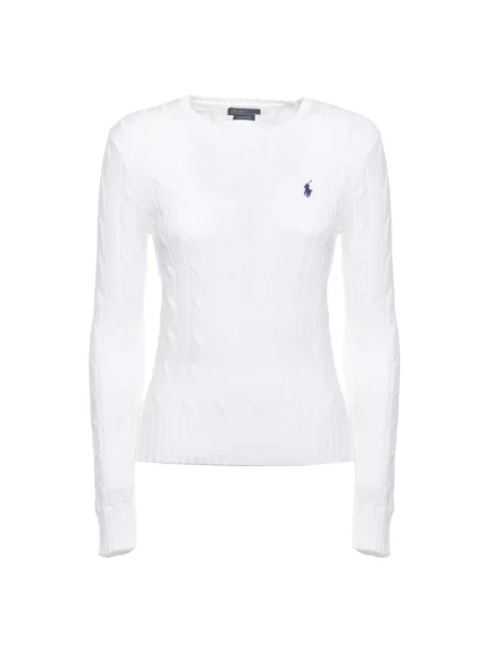 Polo Ralph Lauren Sweter z dzianiny Kobiety niebieski jednolity M biały