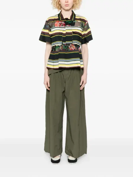 Bluzka w kwiaty Sacai w paski z nadrukiem czarna