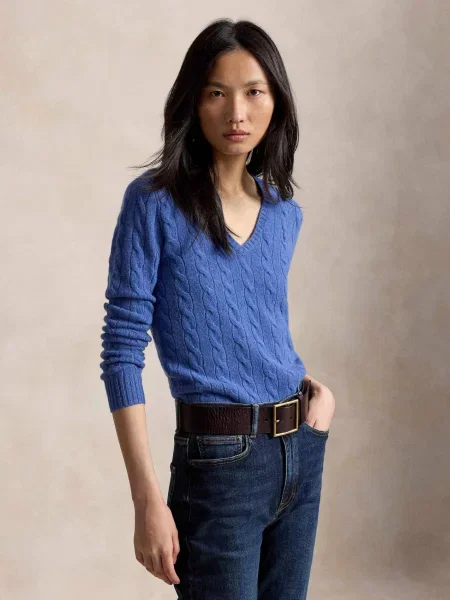POLO RALPH LAUREN De lână pulover Kimberly cu adaos de cașmir albastru