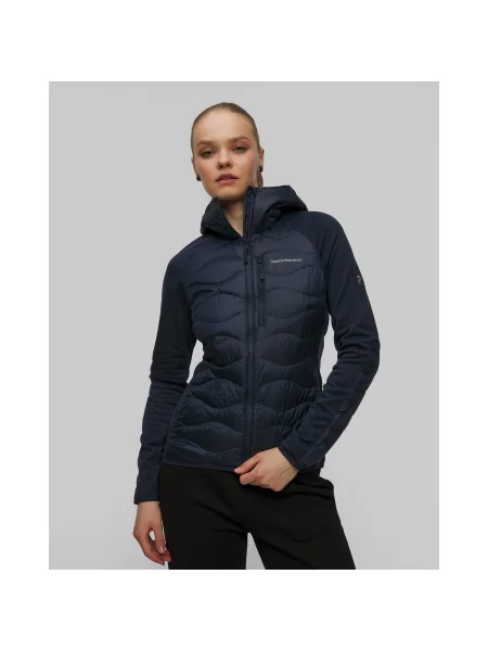 Kurtka puchowa Peak Performance z kapturem niebieska